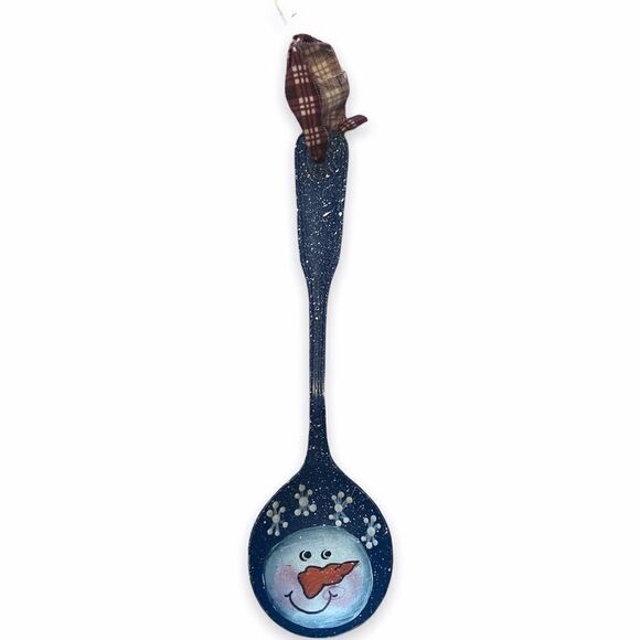 hand painted Christmas ornament snowman spoon country primitive decor - Picture 1 of 3